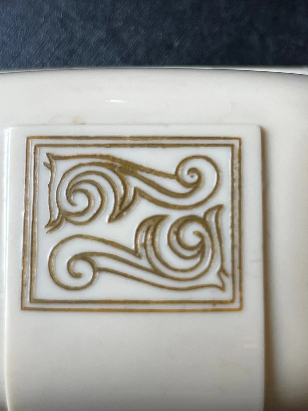 Vtg Dennison Art Deco Ring Box Celluloid Plastic Red Velvet Gold Scroll Accents
